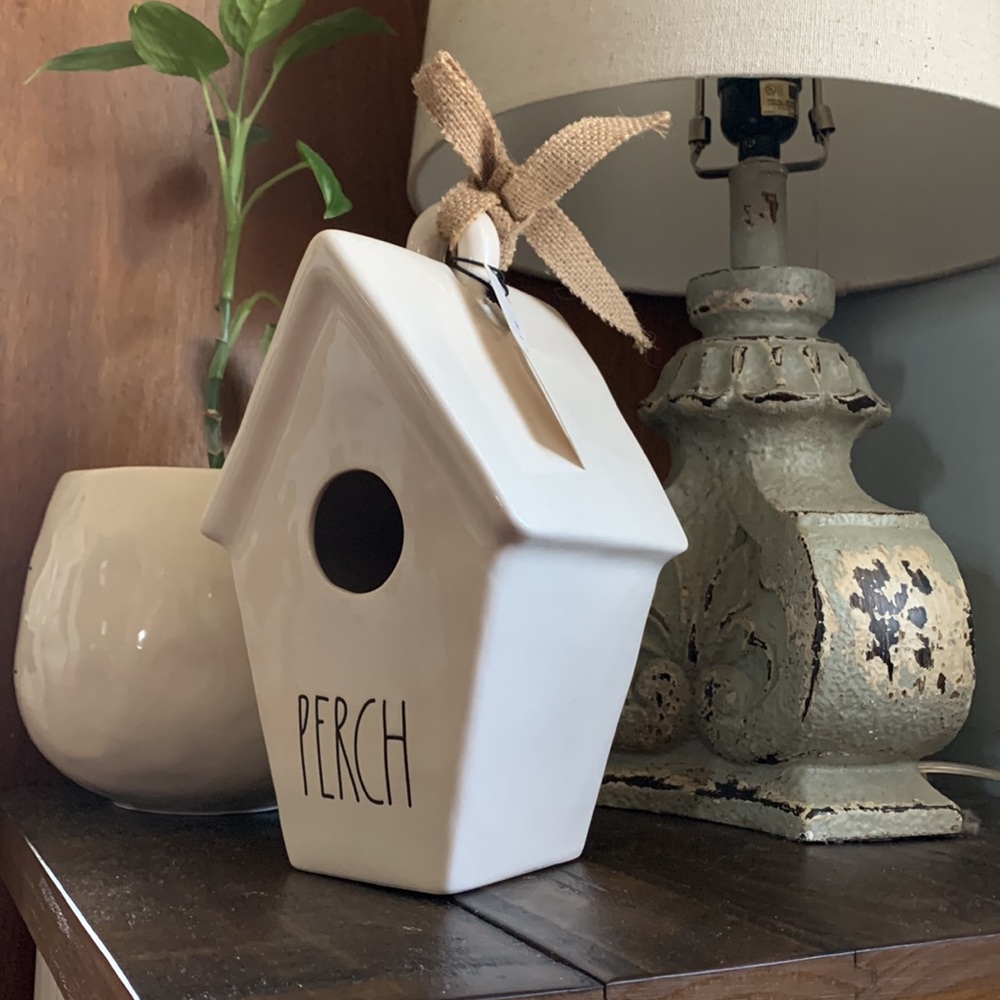 RAE DUNN birdhouse ’PERCH’ two-sided LL